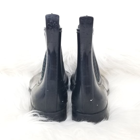 Meduse Black Rubber Rain Ankle Boots 39 / 5.5 Made In France Billy Boots - Picture 4 of 12